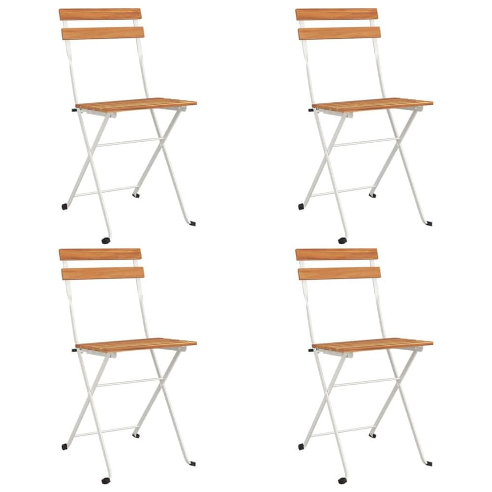 Vidaxl Skladacie bistro stoličky 4 ks akáciový masív a oceľ